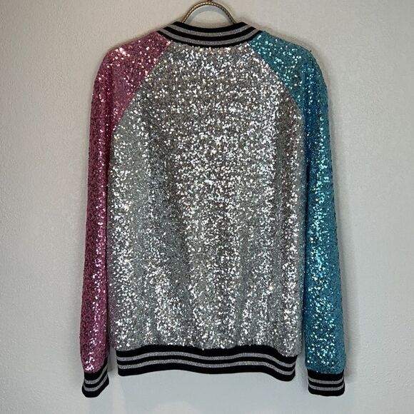 New Just Drew Custom Sequins Bomber Jacket Small - Picture 7 of 12